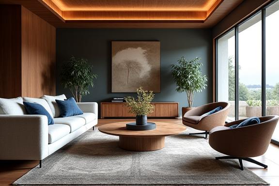 Luxe woonkamer met op maat gemaakte meubels