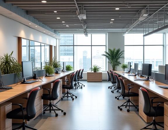 Modern kantoorinrichting met ergonomisch meubilair